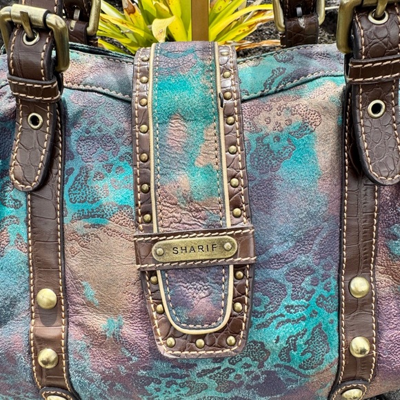 Sharif Studio Multicolor Embossed Leather & Fabric Shoulder Bag - Picture 4 of 17